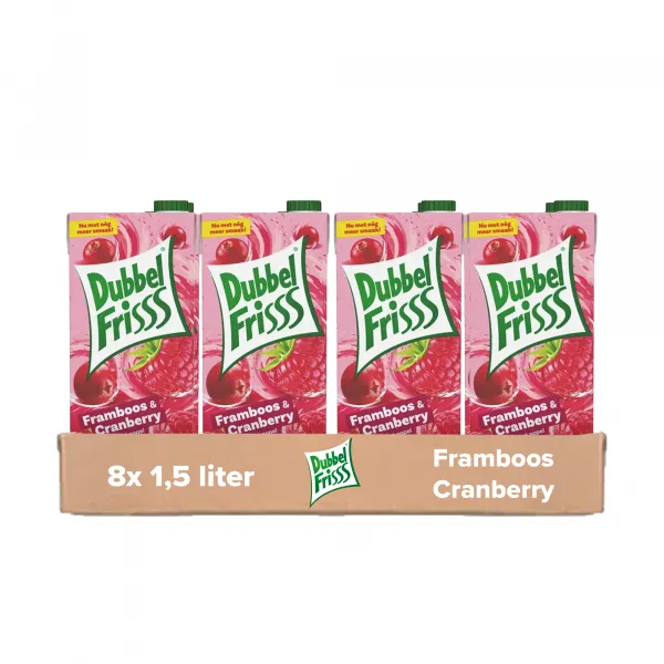 Dubbelfrisss Framboos & Cranberry Pak (8x 1,5 liter)