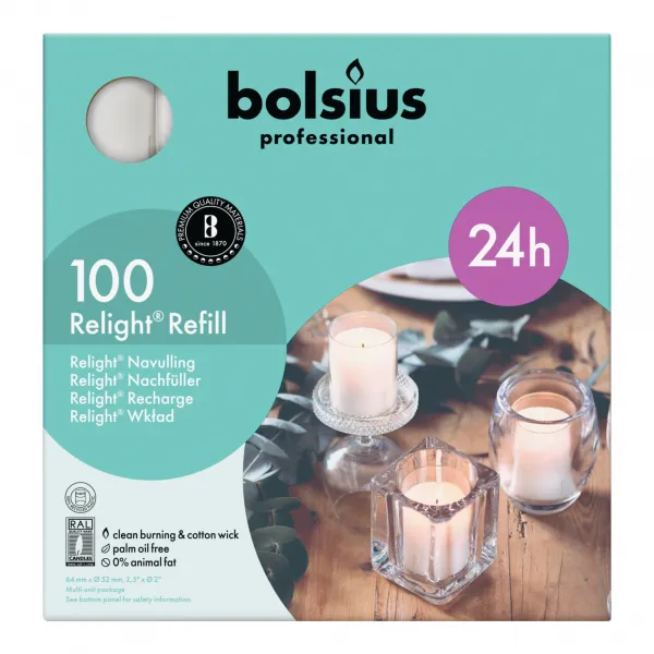 Bolsius relight navulling transparant (100 stuks)