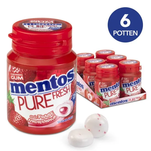 Mentos Gum Pure Fresh Aardbei (6x 30 stuks)