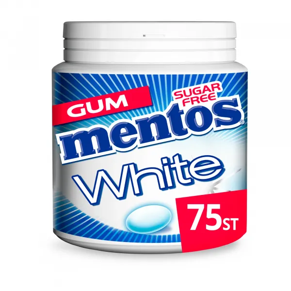 Mentos Gum White Sweetmint Bottle (8x 75 stuks)