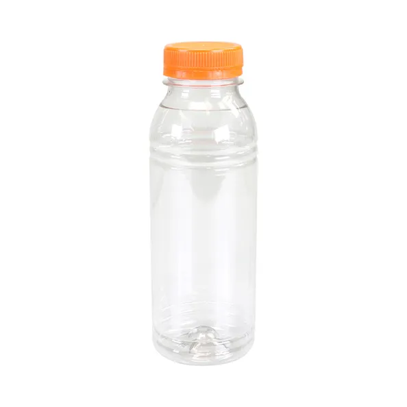 Fles transparant 330 cc + oranje dop (180 stuks) - Groothandel Compliment.nl