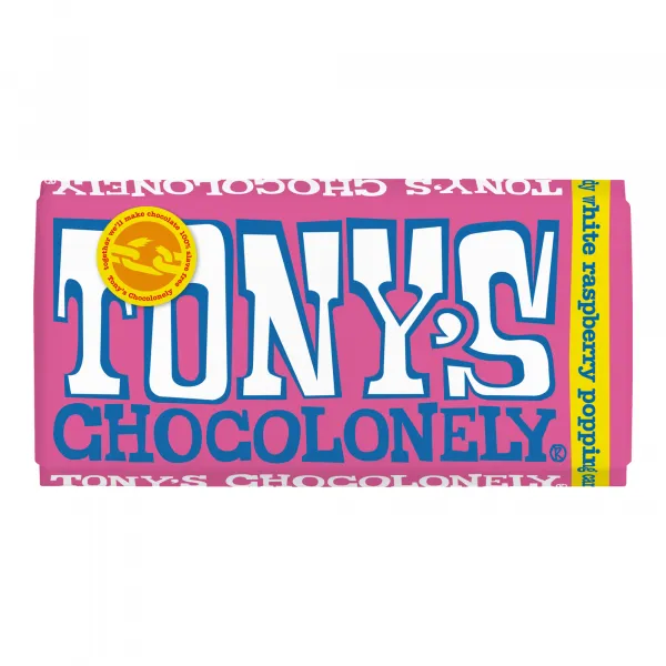 Tony’s Chocolonely Reep Wit Framboos Knettersuiker (15x 180gr)