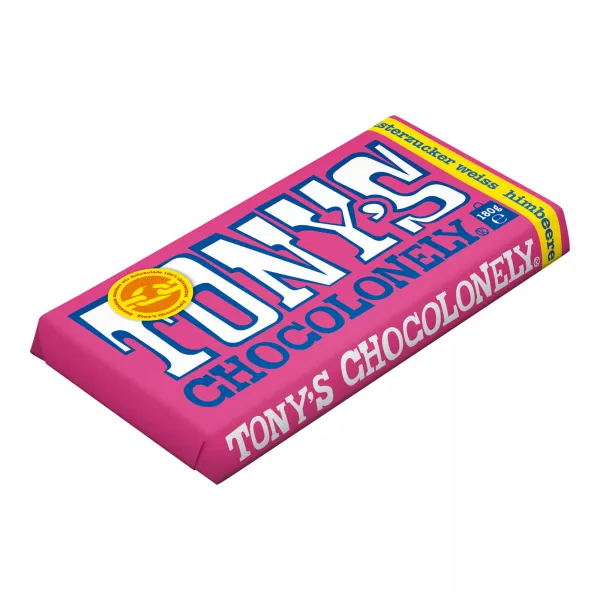 Tony’s Chocolonely Reep Wit Framboos Knettersuiker (15x 180gr)