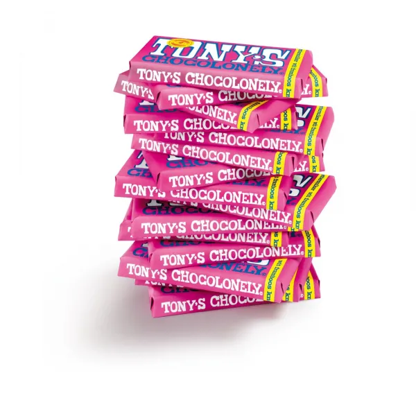 Tony’s Chocolonely Reep Wit Framboos Knettersuiker (15x 180gr)