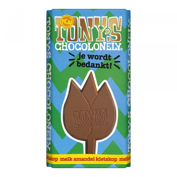 Tony’s Chocolonely Reep Bedankt Melk Amandel Kletskop (15x 180 gr)