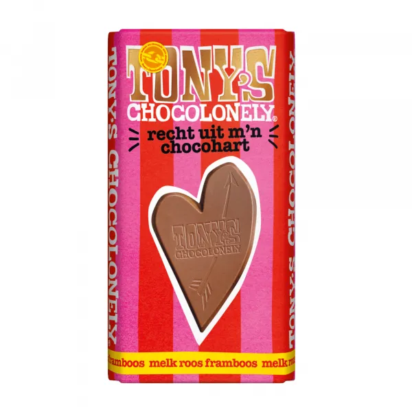 Tony’s Chocolonely Reep Liefde Melk Roos Framboos (15×180 gr)