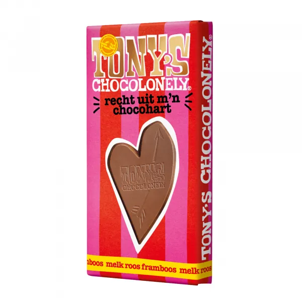 Tony’s Chocolonely Reep Liefde Melk Roos Framboos (15×180 gr)