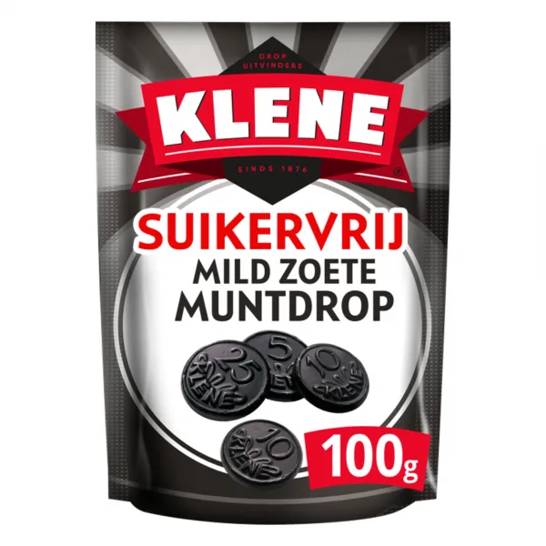 Klene Suikervrij Mild Zoete Muntdrop Zakje (12x 100gr)