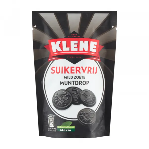 Klene Suikervrij Mild Zoete Muntdrop Zakje (12x 100gr)