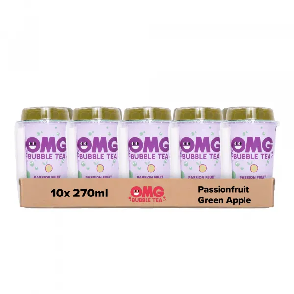 OMG Bubble Tea Green Tea Passionfruit+Green Appel Bubbles up (10×270 ml)