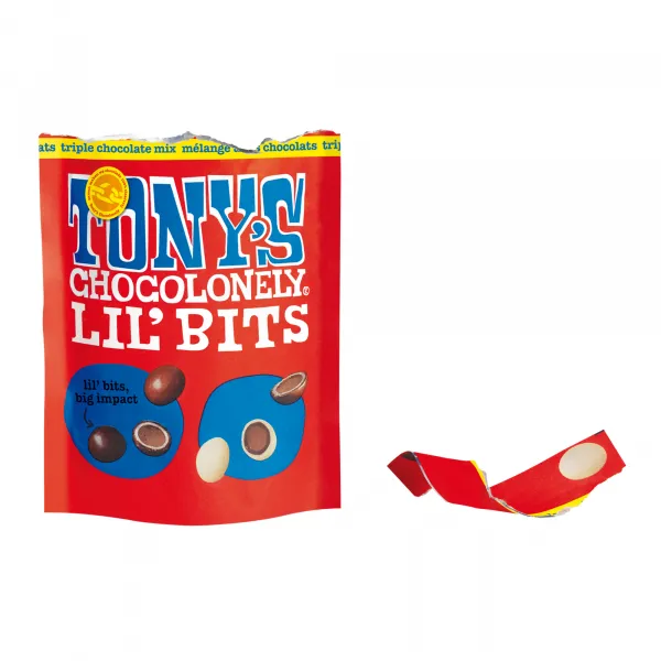 Tony’s Chocolonely Lil’Bits Triple Chocolade Mix Zak (8x120gr)