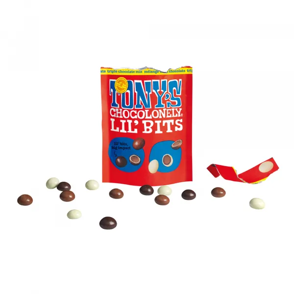 Tony’s Chocolonely Lil’Bits Triple Chocolade Mix Zak (8x120gr)