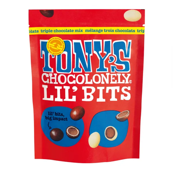 Tony’s Chocolonely Lil’Bits Triple Chocolade Mix Zak (8x120gr)