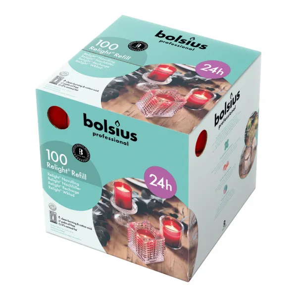 Bolsius Relight Navulling Rood 30 uur (80 stuks)