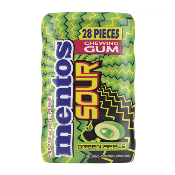 Mentos Gum Sour Green Apple Pot (10x 28 stuks)