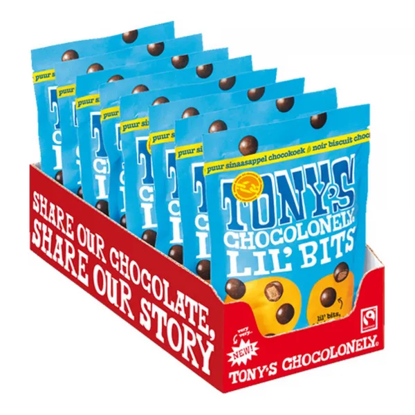 Tony’s Chocolenely lil’bits puur chocokoek sinaasappel zak (8x 120gr)